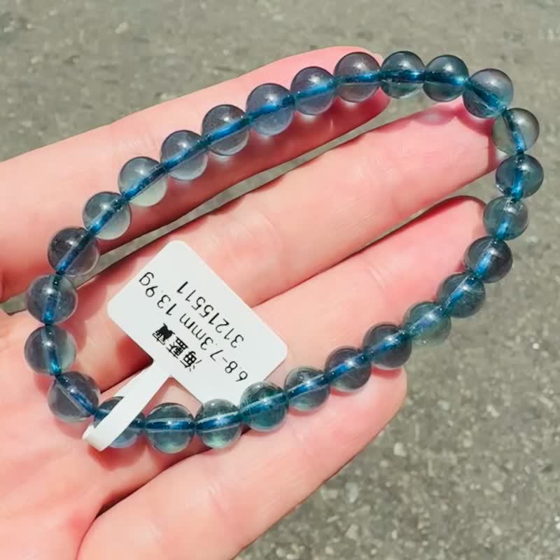 精品浓色海蓝海蓝宝水晶6.8-7.3mm13.9g平衡情绪减缓压力沟通 - 手链/手环 - 水晶 蓝色