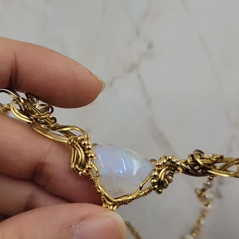 古典 女神 手工绕线 月亮石 锁骨链 - 项链 - 水晶 