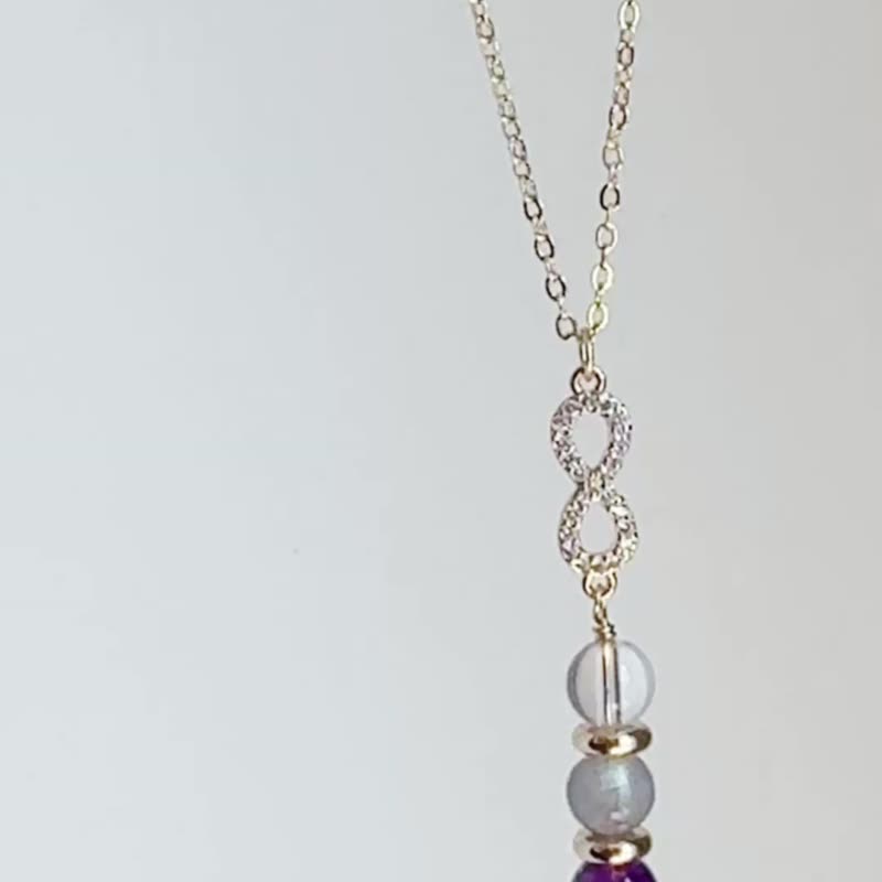 无限潜能・水晶项链 | 紫水晶・白水晶・拉长石 | 能量颈链 - 项链 - 其他金属 紫色
