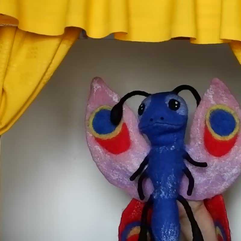 蝴蝶娃娃。 木偶玩具。 木偶剧院的手偶。 - 玩具/玩偶 - 羊毛 多色