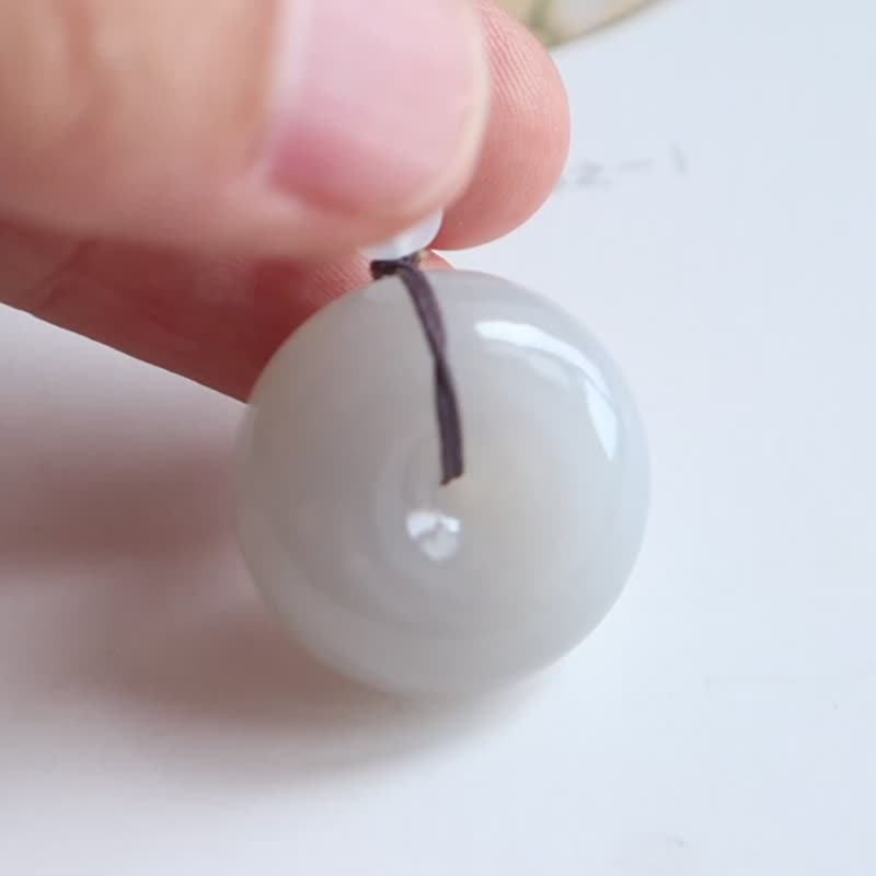 天然烟紫和田玉平安扣吊坠项链饱满厚实冰底烟紫料面包圈平安喜乐 - 项链 - 玉石 