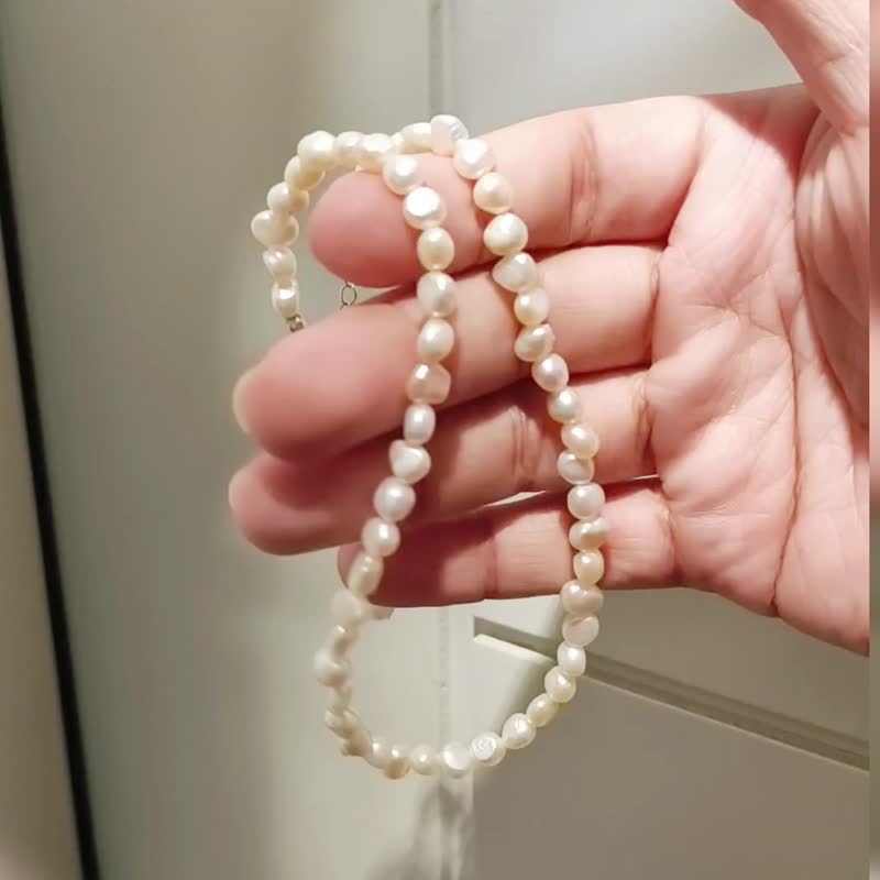 LETO 巴洛克小珍珠项链 Choker SV925/ 14KGF 双层手链/脚链 - 项链 - 珍珠 白色