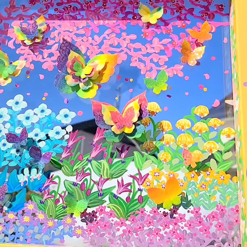 [定制化/花痴漫步/黄]透明艺术、阴影画、室内花痴和蝴蝶物品 - 海报/装饰画/版画 - 压克力 黄色