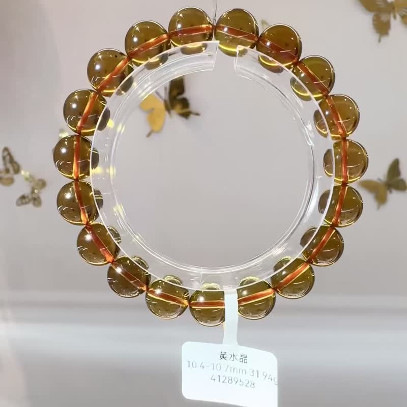 极品浓色威士忌黄水晶10.4-10.7mm31.94g招财事业财源滚滚非改色 - 手链/手环 - 水晶 黄色