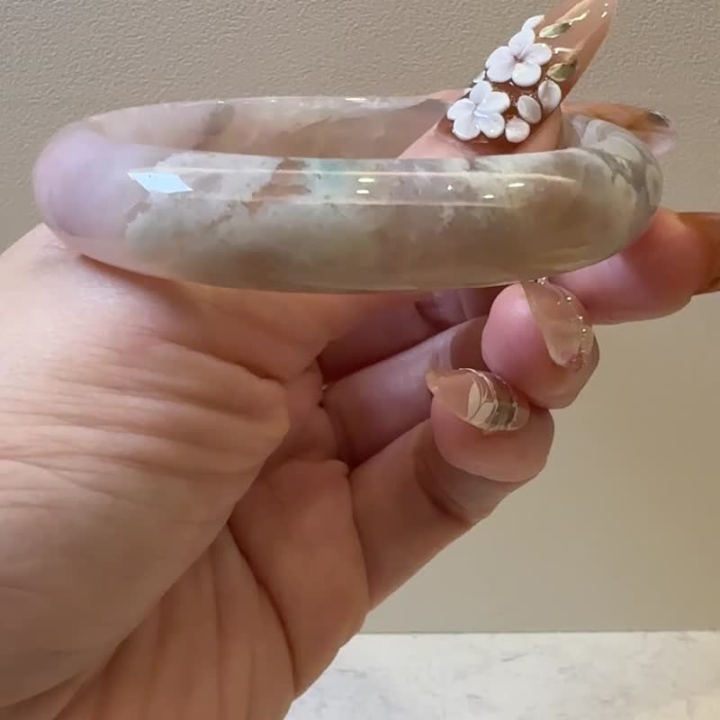 樱花玛瑙手镯 玛瑙手镯粉粉水蜜桃夕阳晚霞水中朵朵炸花贵妃镯56 - 手链/手环 - 玉石 