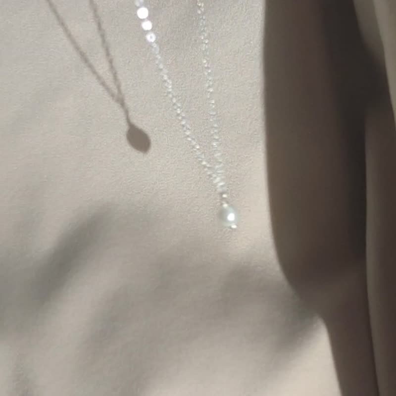 SELENE 单颗珍珠项链 Swarovski 施华洛世奇 SV925/14KGF - 锁骨链 - 珍珠 白色