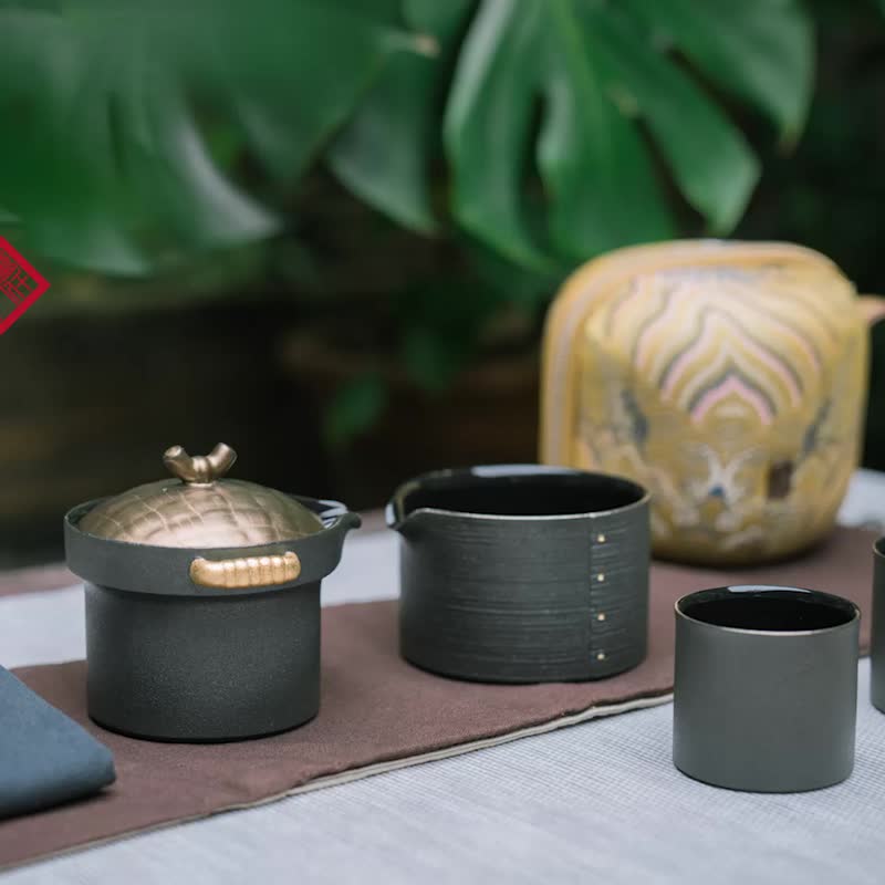蒸蒸日上便携式旅行茶具套装一壶二杯 - 茶具/茶杯 - 陶 