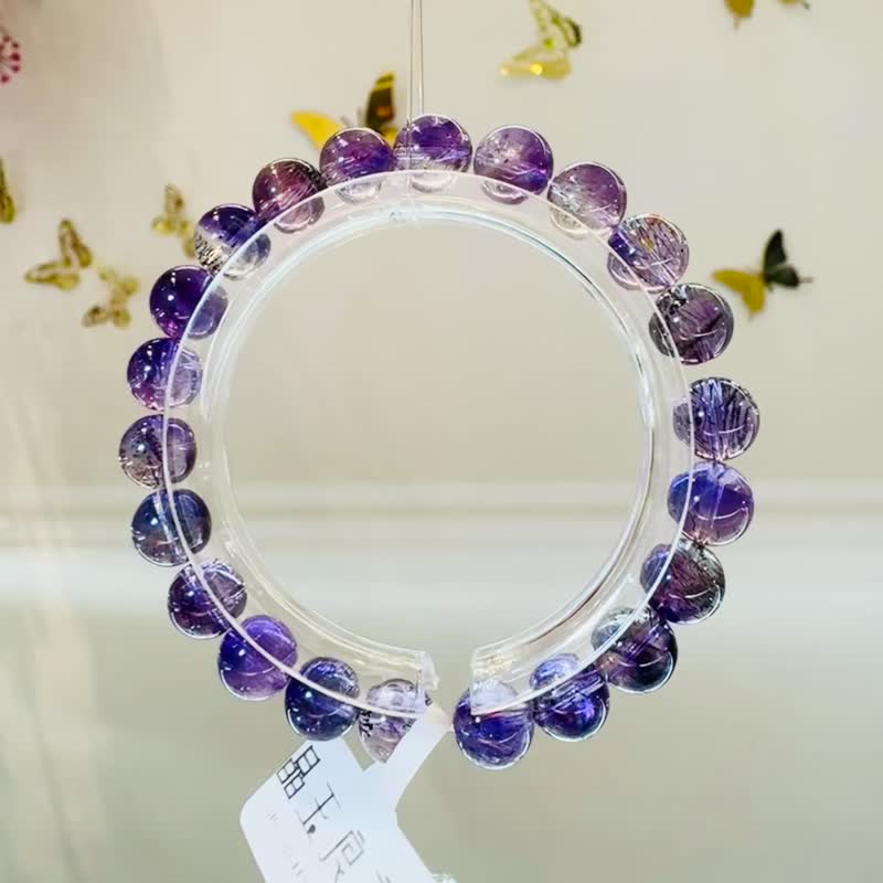 精品玻璃紫超七8.5mm20.08g水晶人缘净化三轮紫骨干带彼岸花 - 手链/手环 - 水晶 紫色