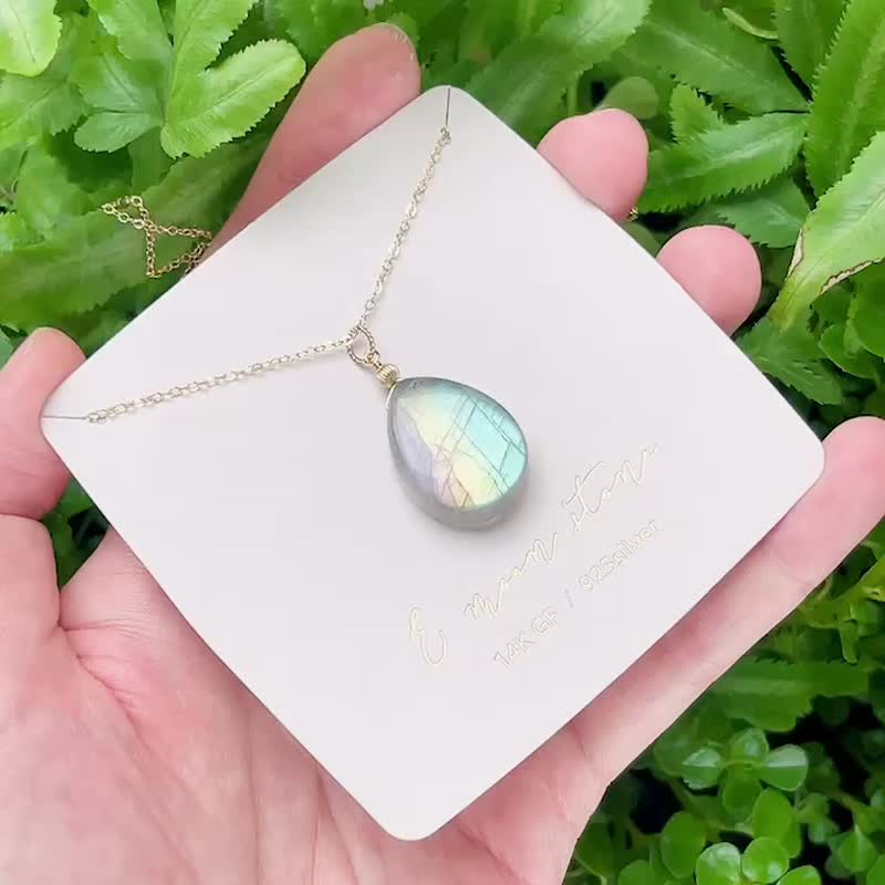 彩虹光感拉长石大水滴胖胖项链 福利版 - 项链 - 水晶 灰色