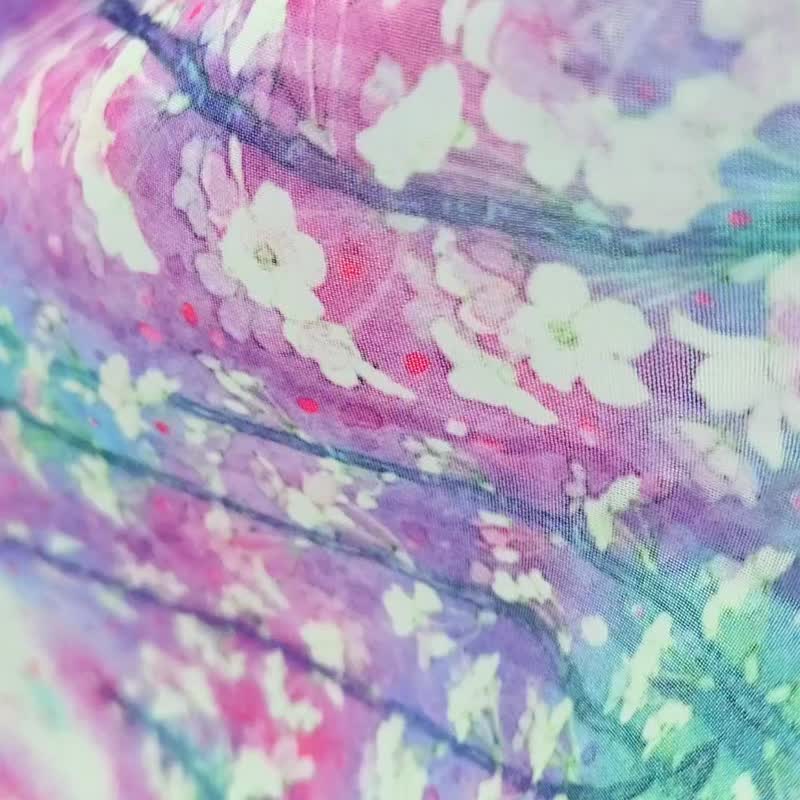 两周【樱之呼吸】雪纺围巾 丝巾 披肩 垂枝樱 紫水晶 渐层 生日 母亲节 - 围巾/披肩 - 聚酯纤维 粉红色