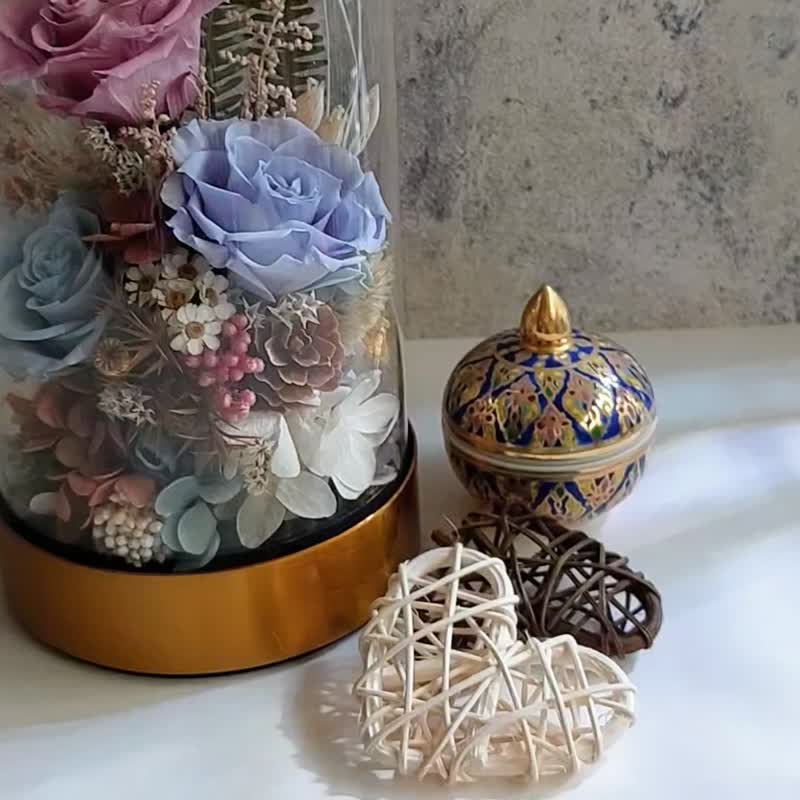 经典莫兰迪 永生花玻璃罩.花盅 祝贺花礼 生日.情人节.母亲节 - 干燥花/捧花 - 植物．花 