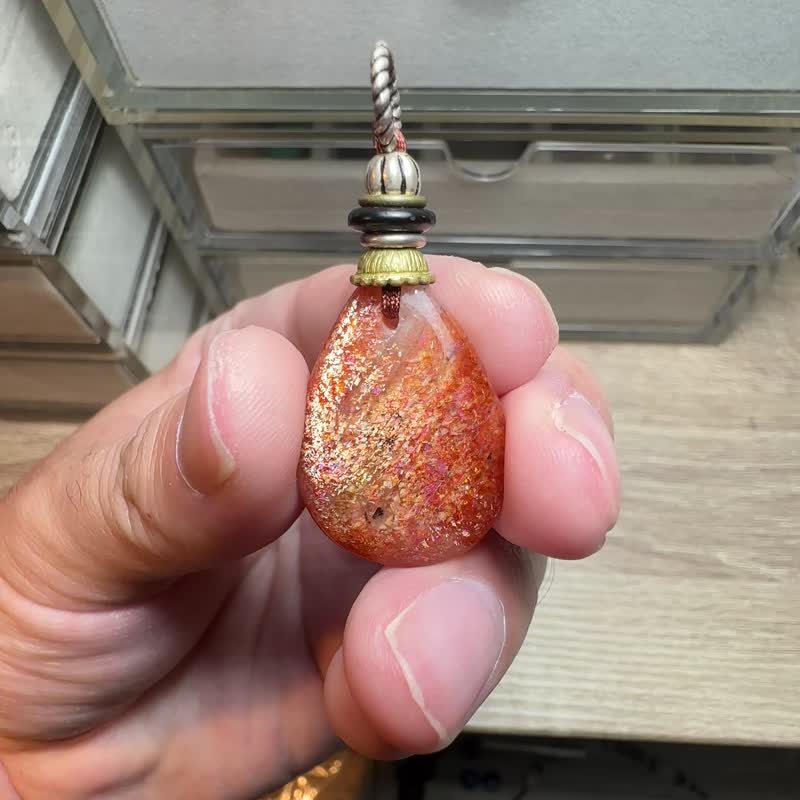 金太阳石 镀18K 铜银制吊坠 - 项链 - 半宝石 
