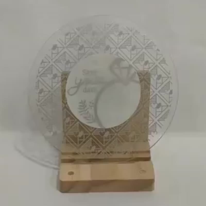 压克力 LED 婚礼邀请卡 圆形白金Save your date戒指 含紙信封 - 卡片/明信片 - 压克力 多色