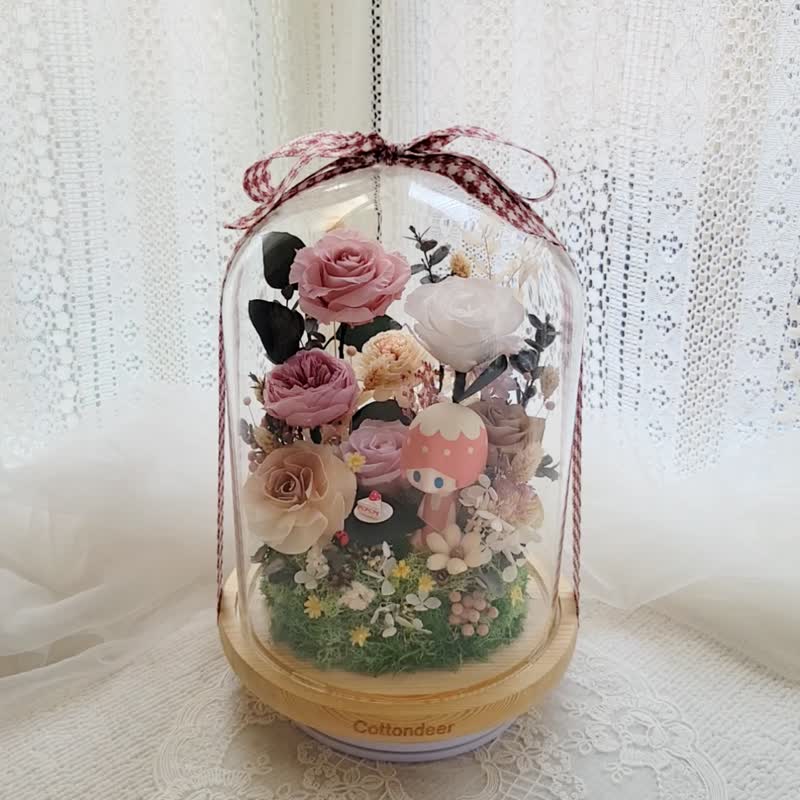 隐藏版花园野餐永生玫瑰玻璃球罩盅。摆饰。附包装。礼物 - 摆饰 - 植物．花 