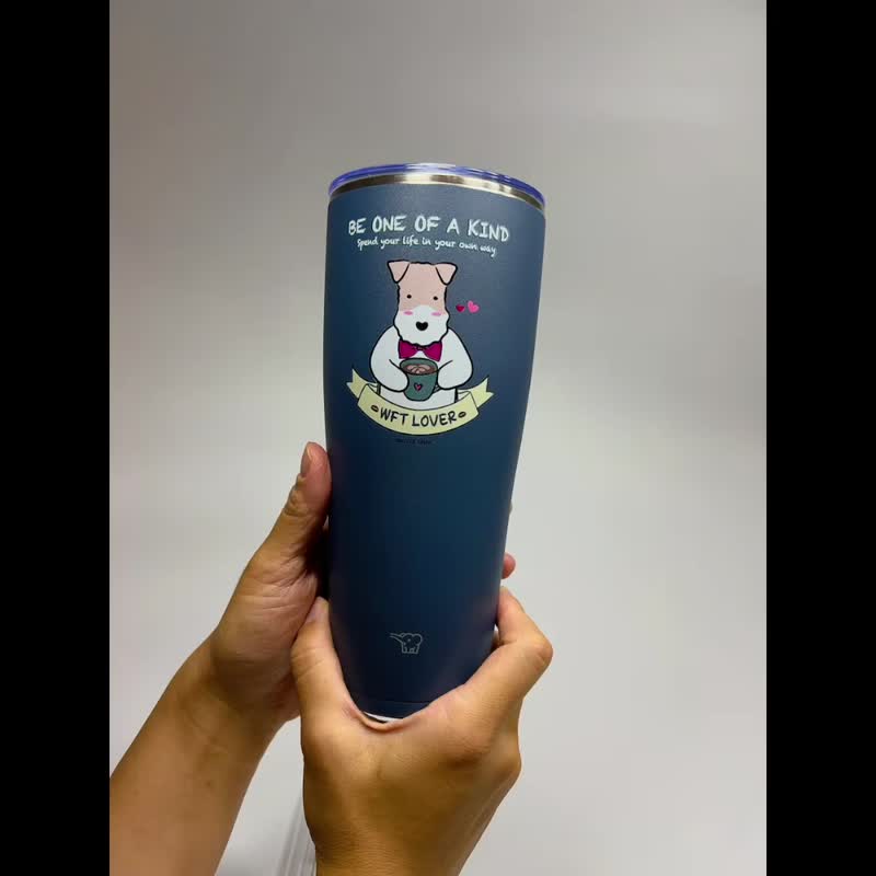 Wirefoxterrier 刚毛猎狐梗象印吸管杯890ml WFT 午夜蓝 - 保温瓶/保温杯 - 其他金属 多色