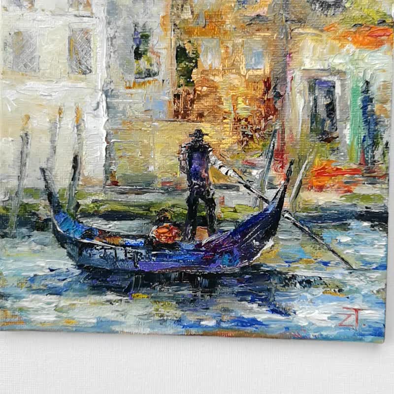 Venice Italy Oil Painting Original Wall Art on Canvas panel. - 墙贴/壁贴 - 棉 