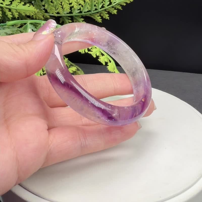 渐变紫超七水晶手镯 55MM 冰透星光彩虹闪片 超级能量七 智慧灵气 - 手链/手环 - 水晶 紫色