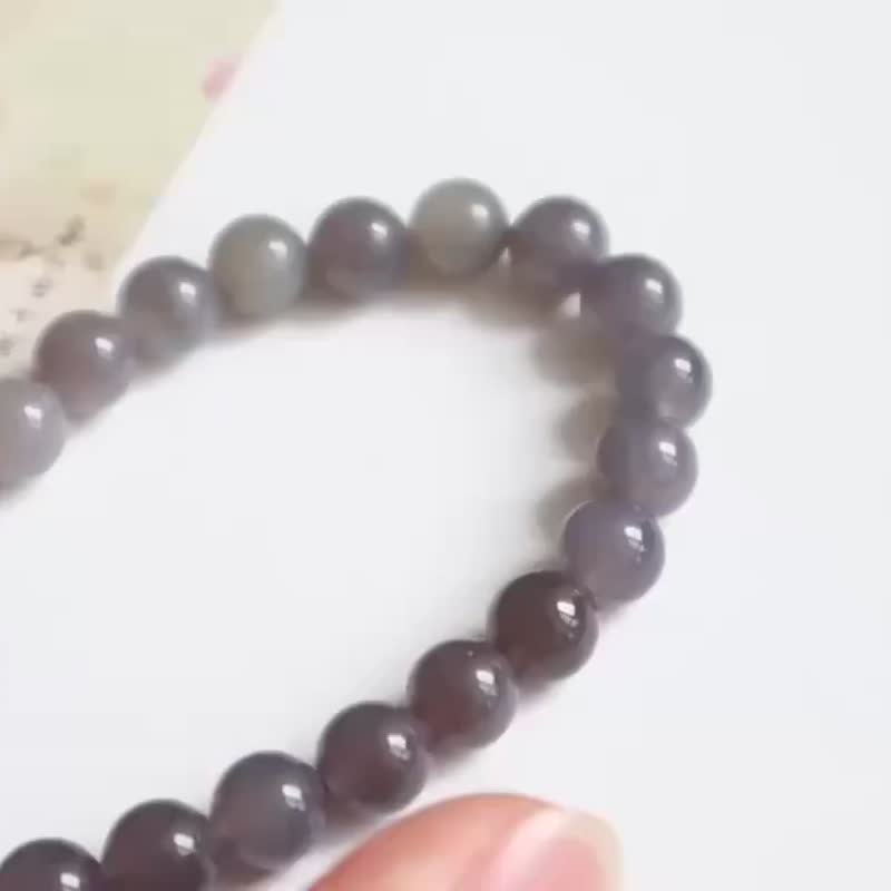 天然和田玉渐变烟紫手链 烟紫和田玉手串 - 手链/手环 - 玉石 