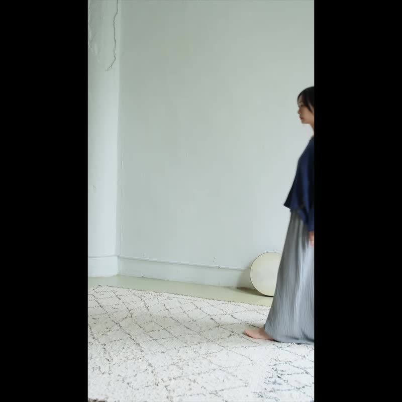 抽绳喇叭宽裤 / 双层纱 米白 - 女装长裤 - 棉 白色