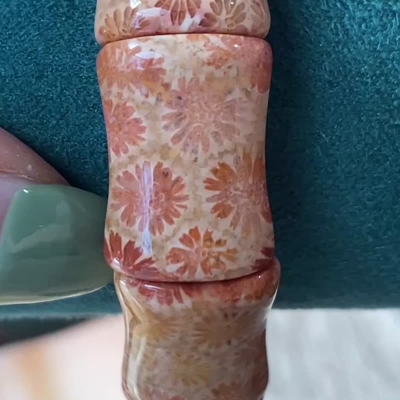 珊瑚玉竹节造型手牌手串 - 手链/手环 - 贝壳 多色