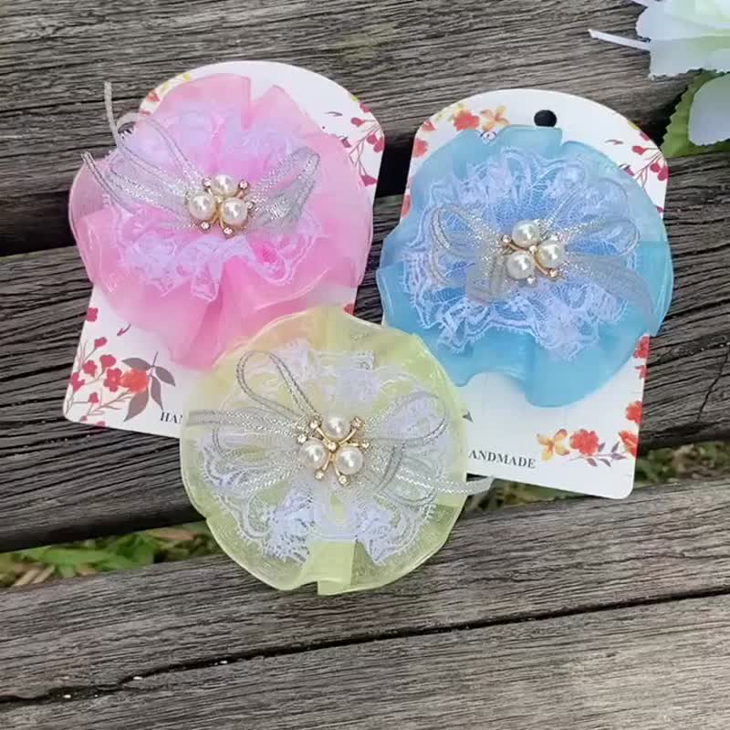 G1-宝宝儿童幼儿婴儿发夹-发夹发束发箍发带 法式浪漫蕾丝 - 婴儿帽/发带 - 其他材质 多色