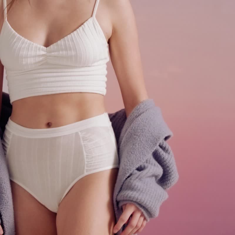 Forbedfellow法式高腰内裤女新款舒适透气天丝罗纹针织性感三角裤 - 女士内衣裤 - 其他材质 白色