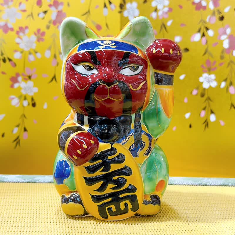 【关福忠魂】日本清水烧招财猫 | 仫绘 关羽 - 摆饰 - 瓷 多色