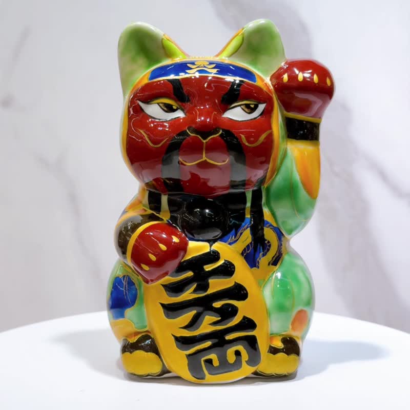【关福忠魂】日本清水烧招财猫 | 仫绘 关羽 - 摆饰 - 瓷 多色