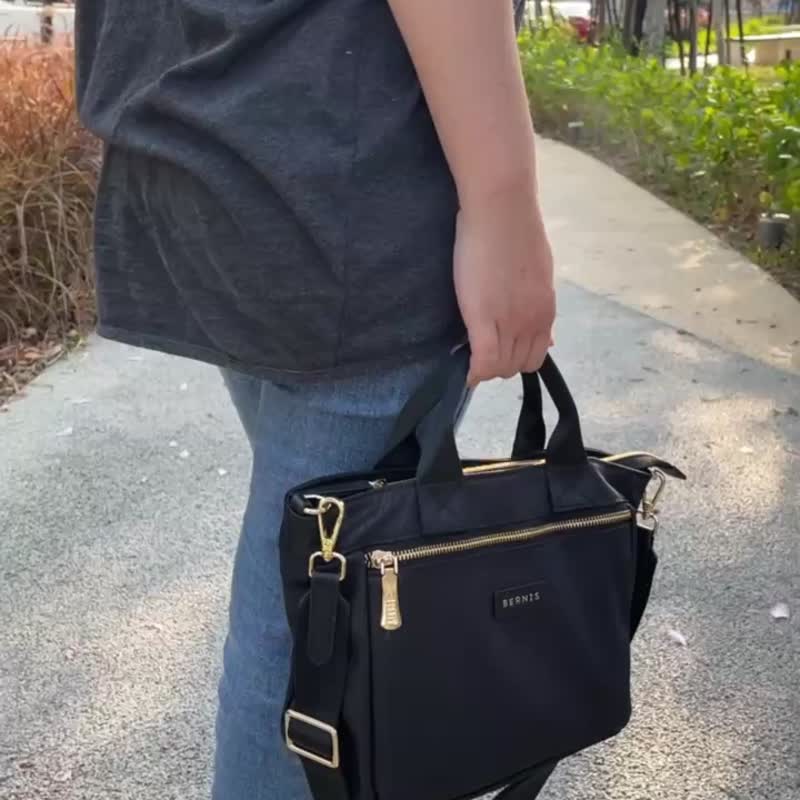尼龙系列 轻巧手提小方包 黑色 独特纹路 多色可选 - 侧背包/斜挎包 - 尼龙 黑色