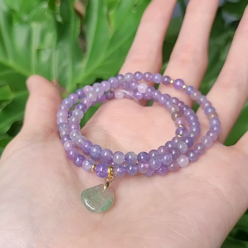 天然 冰种 彩色 丹泉石 坦桑 西瓜碧玺 108手串 念珠 4.5mm 单品 - 手链/手环 - 宝石 紫色