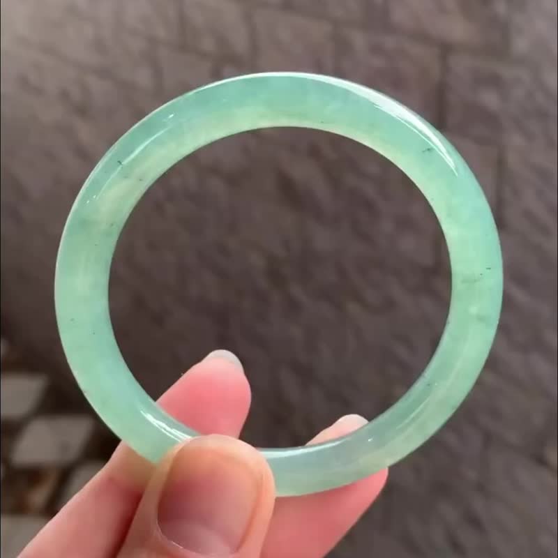 冰种翡翠玉镯 天然翡翠 缅甸A玉 玉镯 • 冰种薄荷绿翡翠圆镯 - 手链/手环 - 玉石 绿色