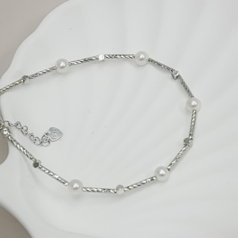 天然淡水珍珠 极光炫彩  Baby珍珠 纯银 手链 - 手链/手环 - 珍珠 白色