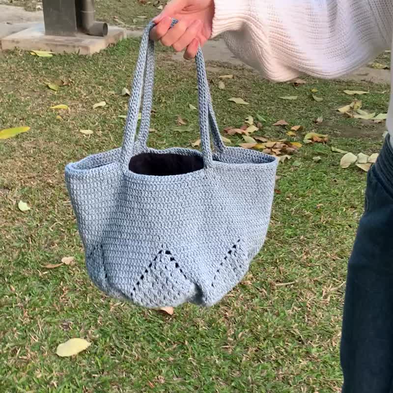 星蓝 手提肩背两用麻绳编织包/蓝色贮麻绳编织/ - 手提包/手提袋 - 棉．麻 蓝色