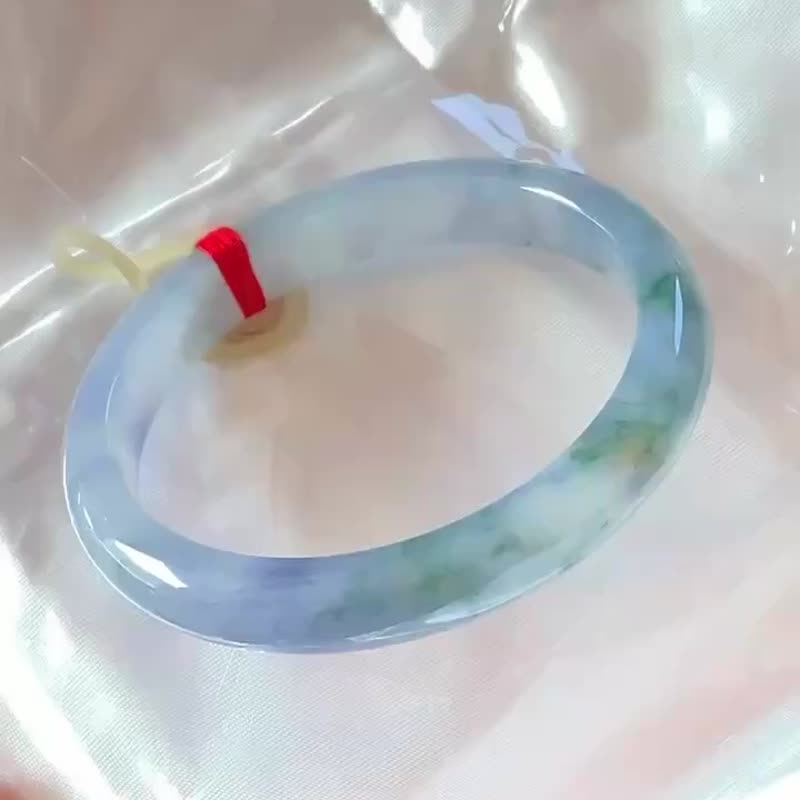 冰种翡翠天然翡翠玉镯A玉手镯 玉鈪 • 冰种紫罗兰飘花翡翠福镯 - 手链/手环 - 玉石 紫色