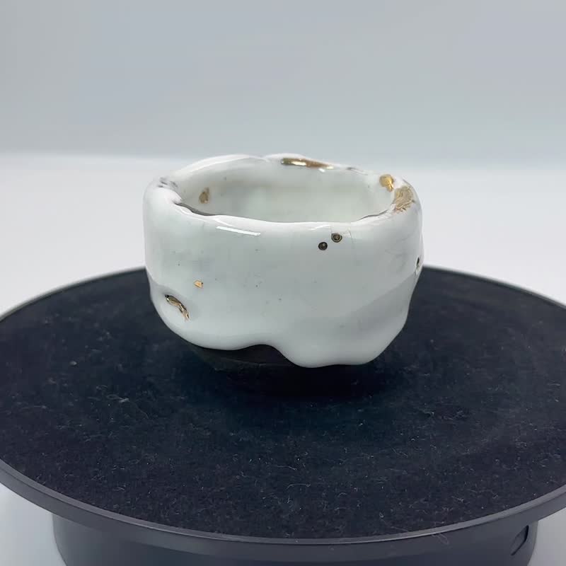 雪志野鎏金杯-手工制作-容量约90cc - 茶具/茶杯 - 陶 