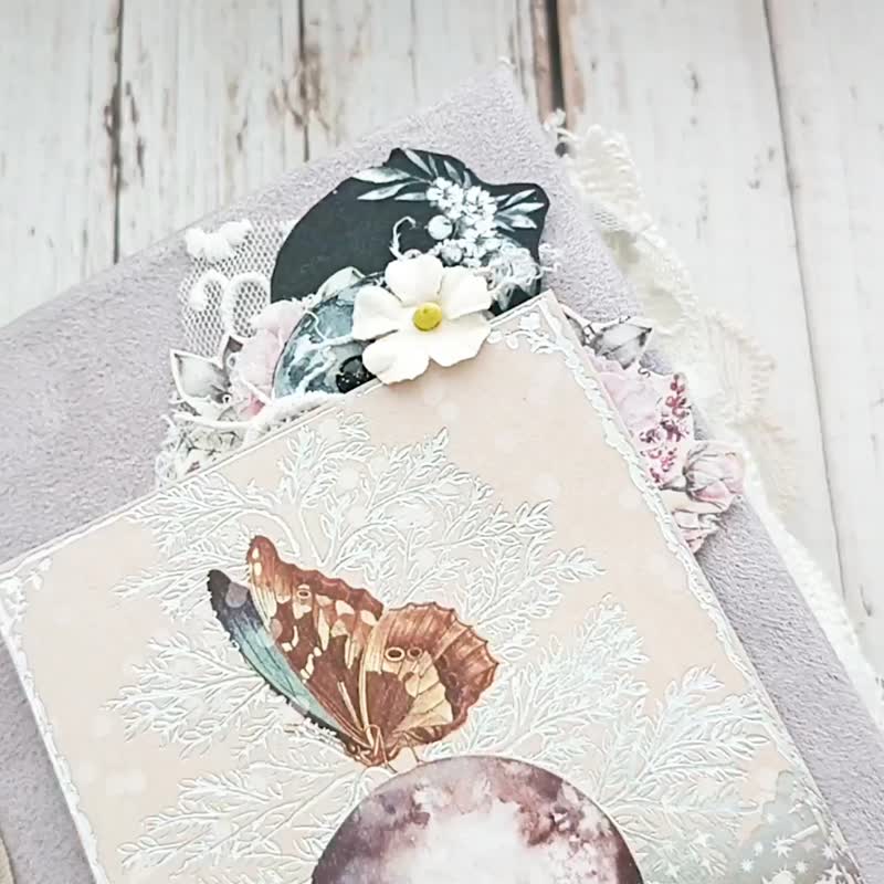 花月日记本手工银河魔法蝴蝶笔记本天体农历 - 笔记本/手帐 - 纸 紫色