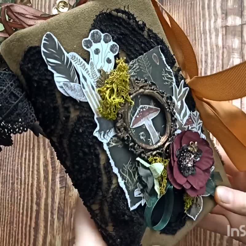 魔法森林拼贴日记 手工制作 暗黑女巫魔法书笔记本 - 笔记本/手帐 - 纸 绿色