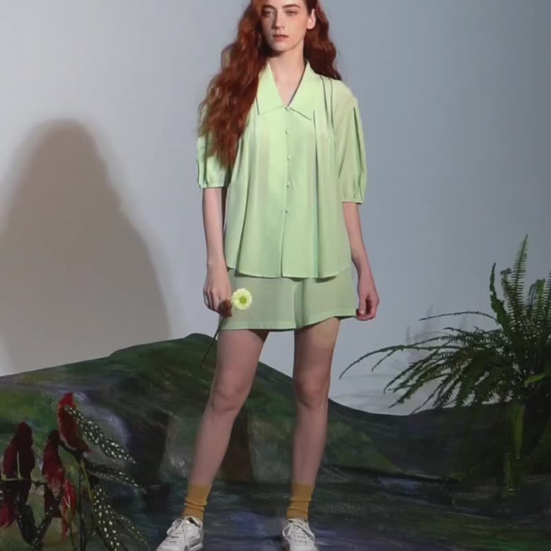 真丝双绉家居服四件套翻领真丝睡衣夏季女套装送礼 - 居家服/睡衣 - 丝．绢 