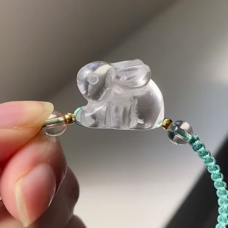 白水晶立体兔子中国结编织手链 - 手链/手环 - 水晶 透明