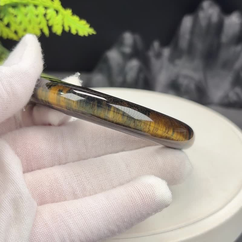 蓝黄渐变 虎眼石手镯 60+MM 半盆千层虎睛石手环女 勇气自信耐心 - 手链/手环 - 宝石 