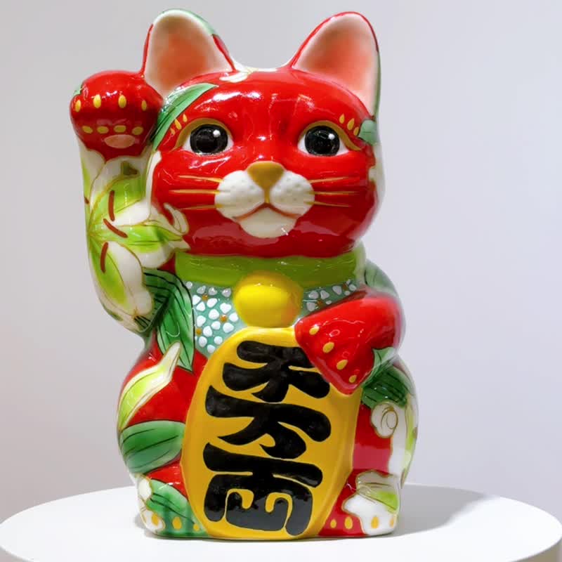 【赤华灿辉】日本清水烧招财猫 | 赤地 - 卡萨布兰 特大 - 摆饰 - 瓷 多色