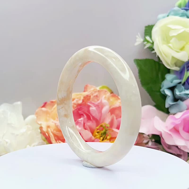 NO.165 超美立体粉白樱花平安镯 内径 59MM 粉樱花白 白樱花粉手 - 手链/手环 - 玉石 多色