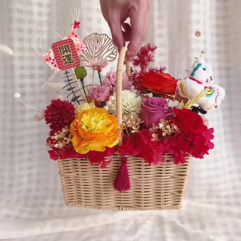 2026新年限定花篮 / 新年贺礼 - 干燥花/捧花 - 植物．花 红色