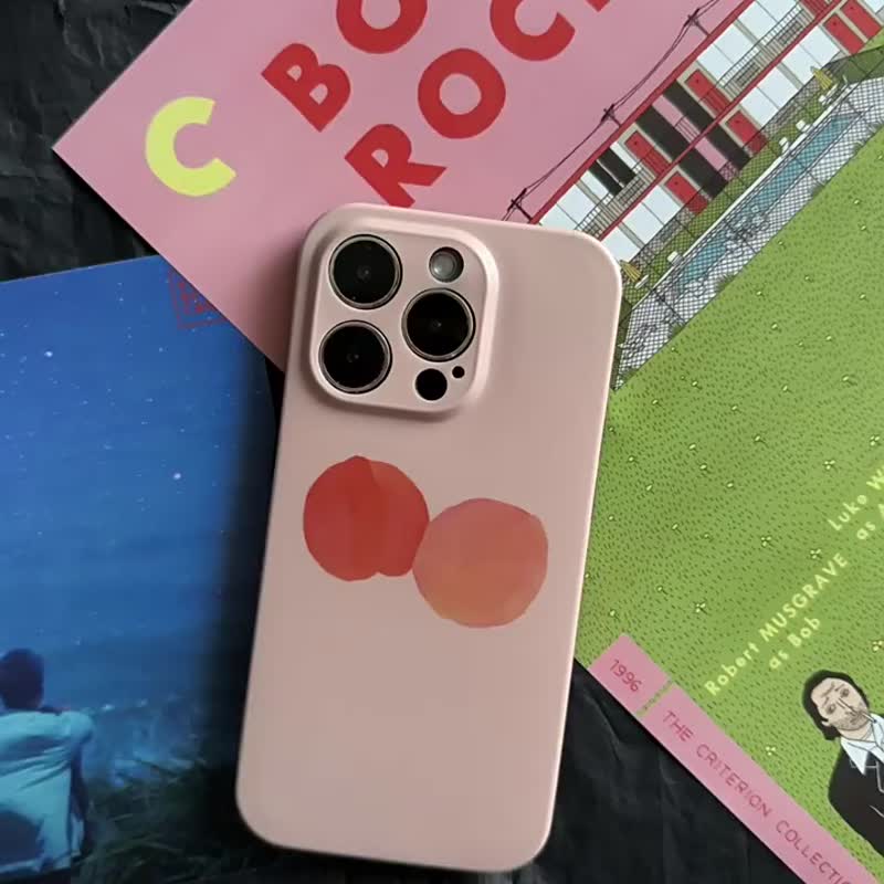 原创 插画清新蜜桃iPhone全包手机壳 - 手机壳/手机套 - 硅胶 粉红色