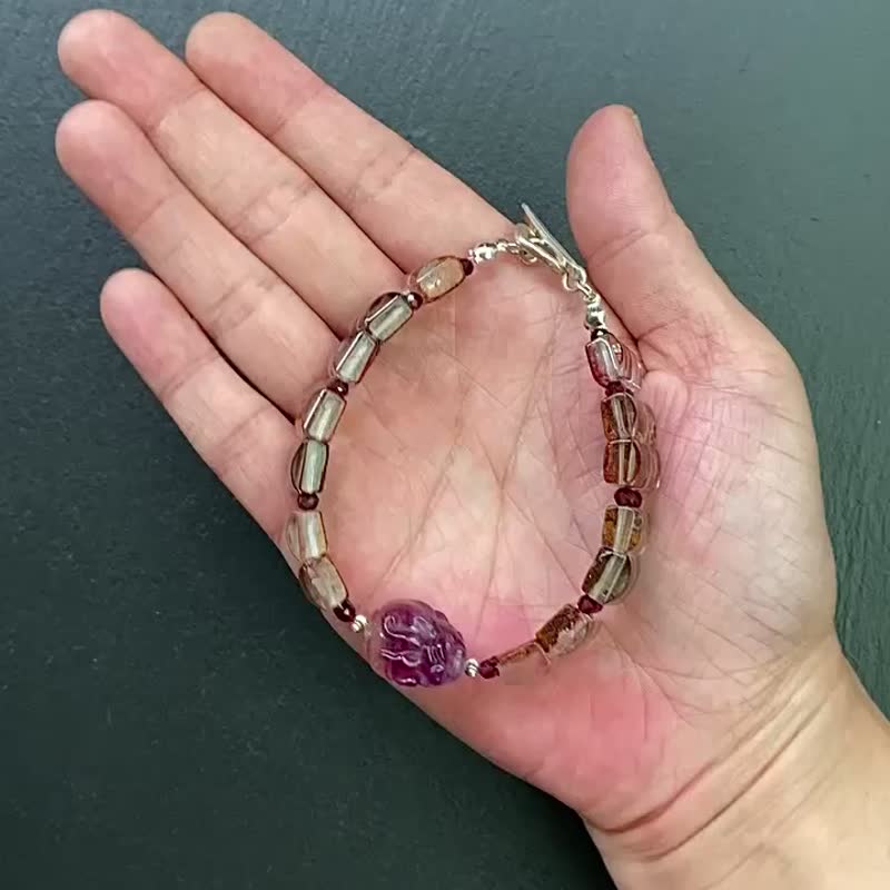 异像幽灵 石榴石 渐层萤石 龙龟 财运 开运 贵人运 正能量 手链 - 手链/手环 - 水晶 多色