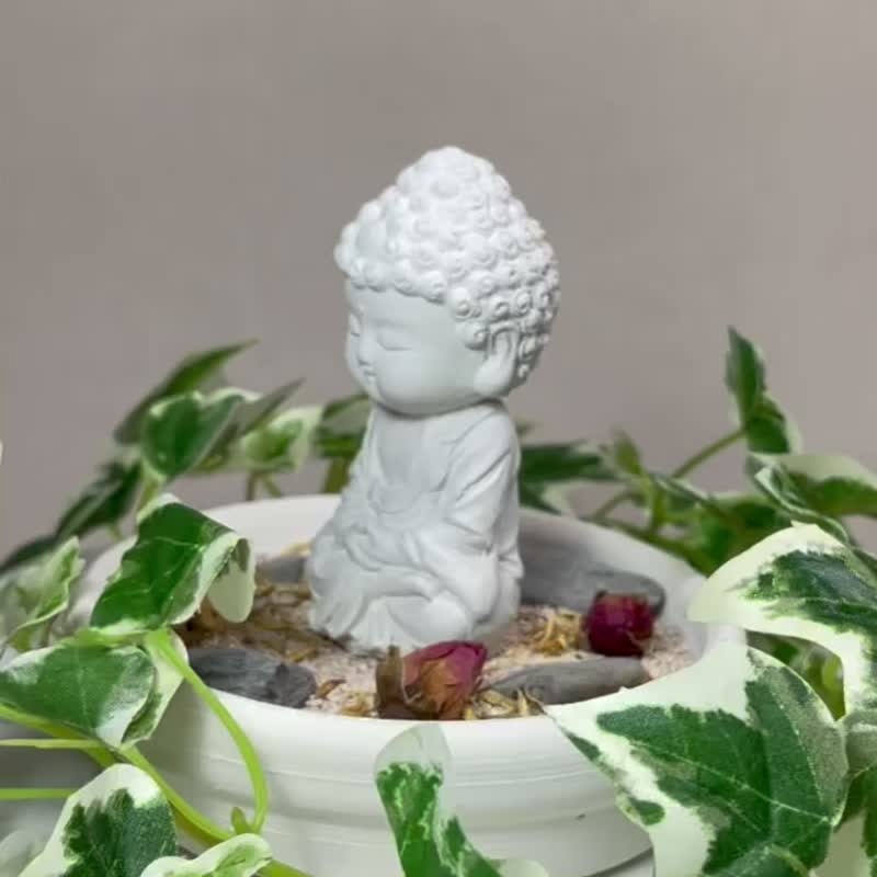佛像公仔 净念吉祥小佛之悟道 小盘套组 佛 吸湿 长辈礼 母亲节 - 香薰/精油/线香 - 其他材质 白色