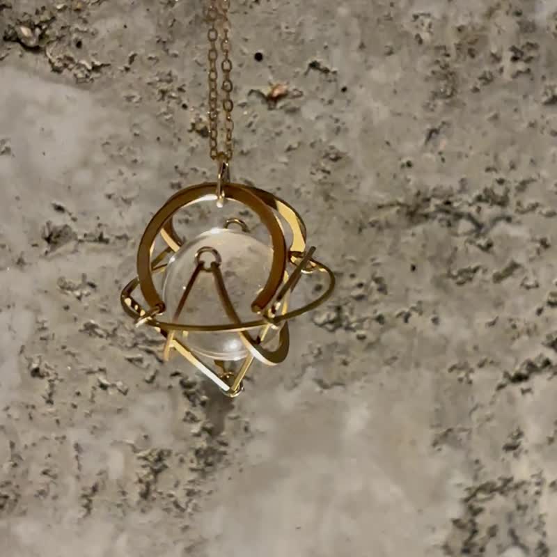 白水晶 星球 项链 颈链 简约 中性 圣诞礼物 圣诞包装 男友礼物 - 项链 - 水晶 金色