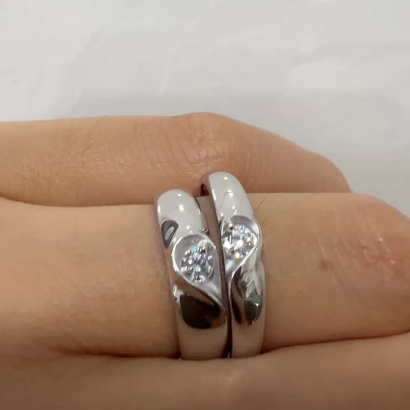 【情侣对戒】Pure love 纯净的爱 • 纯银戒指镀18K金 • 婚戒 - 对戒 - 纯银 银色