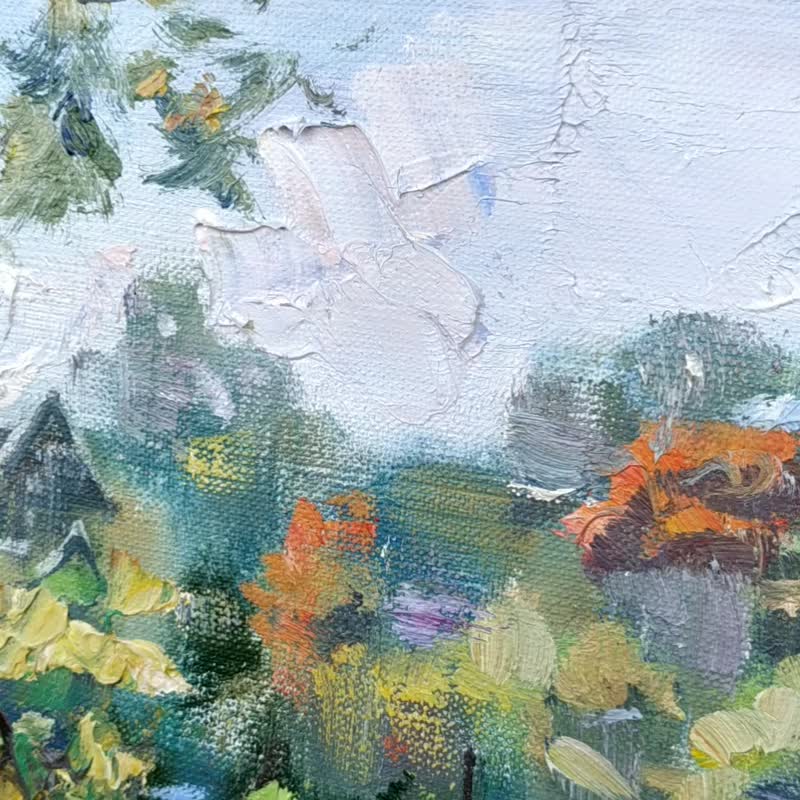 用湖画画 山水画 Lake Tree Painting Island 油畫原作 Landscape Original Art Nature Artwork - 海报/装饰画/版画 - 其他材质 多色