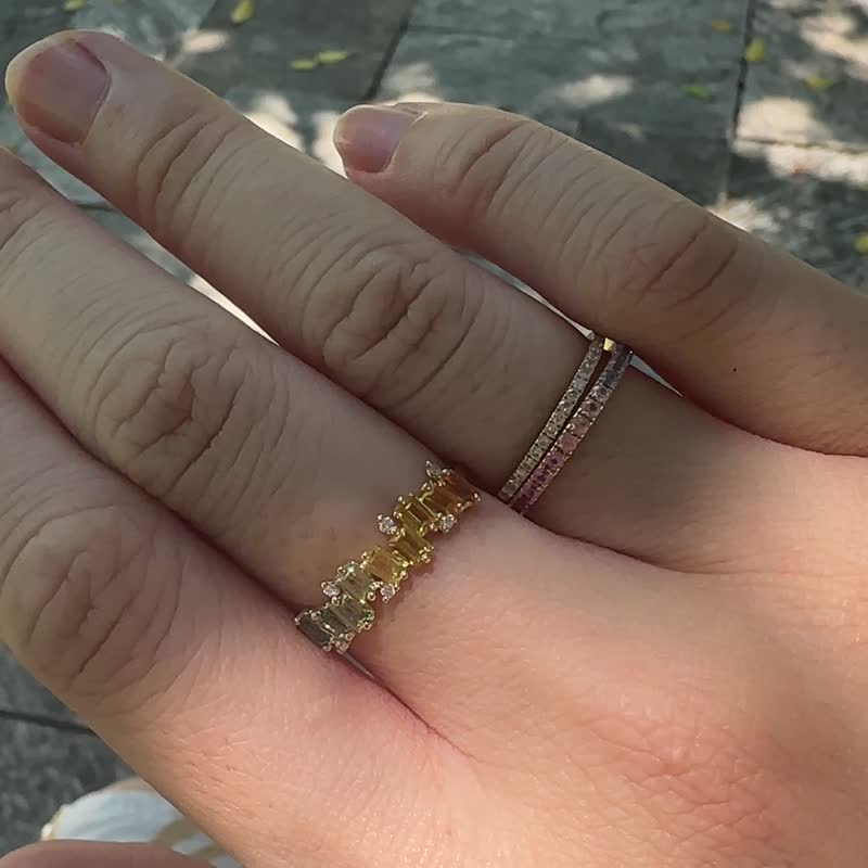 0.8ct彩色蓝宝石刚玉戒指鹦鹉秋天枫叶梵谷向日葵戒指 - 戒指 - 宝石 多色